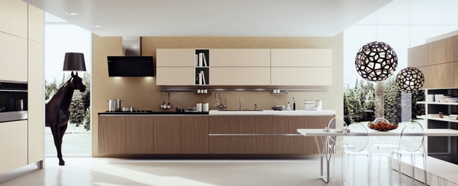 מטבח יוקרתי איטלקי מודרני עם אי פנטהאוז